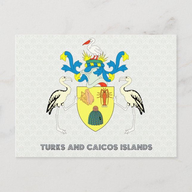 Cartão Postal Ilhas Turcas e Caicos casaco de armas (Frente)