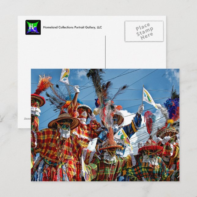 Cartão Postal Ilhas Virgens dos EUA Flag Mocko Jumbies USVI (Frente/Verso)