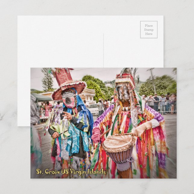 Cartão Postal Ilhas Virgens St. Croix VI Mascarados Caribe (Frente/Verso)