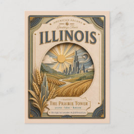 Cartão Postal Ilinois Papel Cortado Vintage Arcana Americana