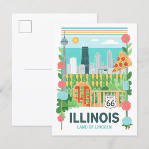 Cartão Postal Illinois Land de Lincoln EUA Summer Viagem