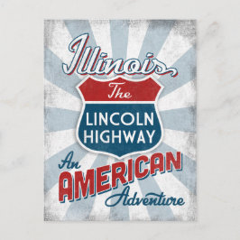 Cartão Postal Illinois Lincoln Highway Vintage América