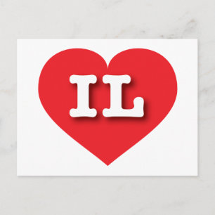 Cartão Postal Illinois Red Heart - Eu amo IL