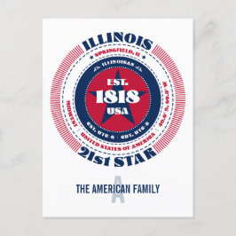 Cartão Postal Illinois, Springfield, IL, Patriótico, Monograma