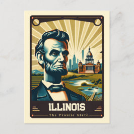 Cartão Postal Illinois | Vintage espirituosa patriótica