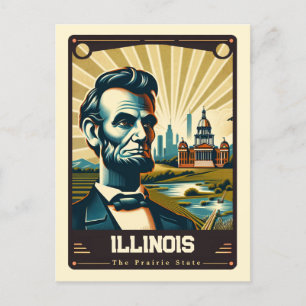 Cartão Postal Illinois Vintage espirituosa patriótica