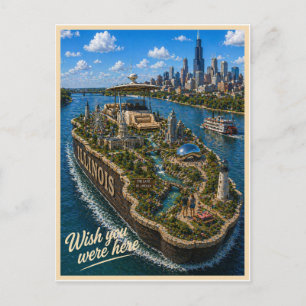 Cartão Postal Illinois   Wish You Were Here   Série Estadual