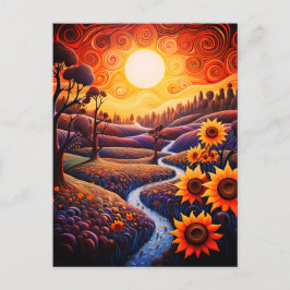 Cartão Postal Illustração da natureza do Abstrato sunrise