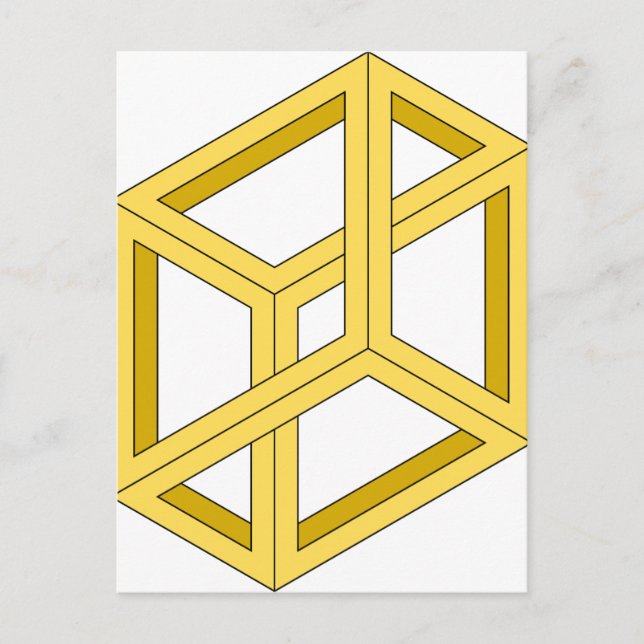 Cartão Postal Ilusão óptica Ipossível Ilusão 3d Geometria (Frente)