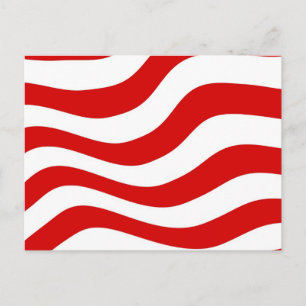 Cartão Postal Ilusão óptica: Zany Wavy Red and White Stripes