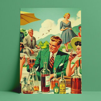 Cartão Postal Ilusinação Pessoas Vintage nos anos 50