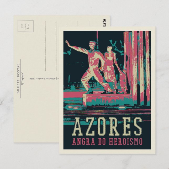 Cartão Postal Ilustração Açores Angra do Heroismo Portugal (Frente/Verso)