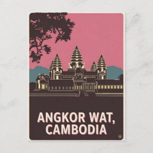 Cartão Postal Ilustração Angkor Wat Camboja