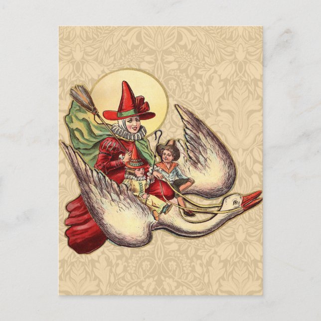 Cartão Postal Ilustração Anterior de Filho de Ganso-Mãe (Frente)