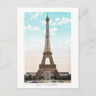 Cartão Postal Ilustração Antiga da Torre Eiffel em Paris