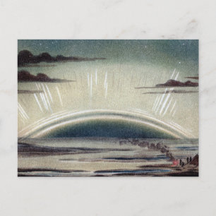 Cartão Postal Ilustração Antiga das Luzes Polares Árticas