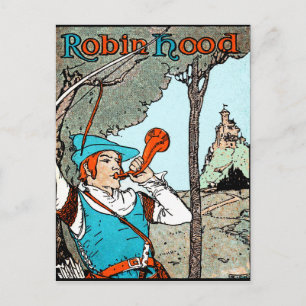 Cartão Postal Ilustração Antiga Robin Hood Homens Alegres