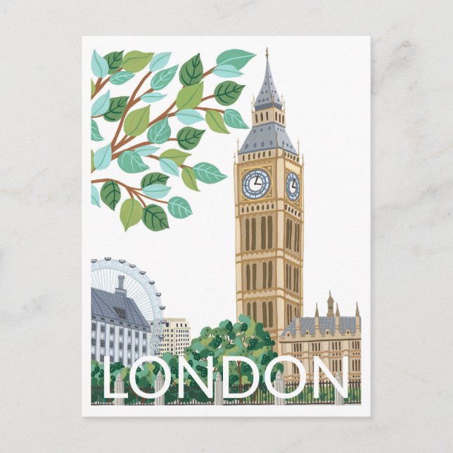 Cartão Postal Ilustração Big Ben London (Frente)