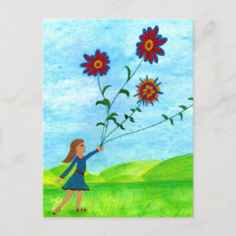 Cartão Postal Ilustração bonito de Vintage Floral