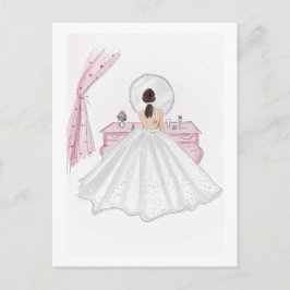 Cartão Postal Ilustração brilhante, rosa, desenhada à mão