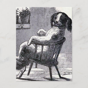 Cartão Postal Ilustração "Cachorro sentado numa cadeira"