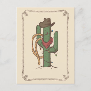 Cartão Postal Ilustração Cactus Cowboy