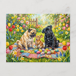 Cartão Postal Ilustração Caprichosa de Cães de Esfregão no Pique