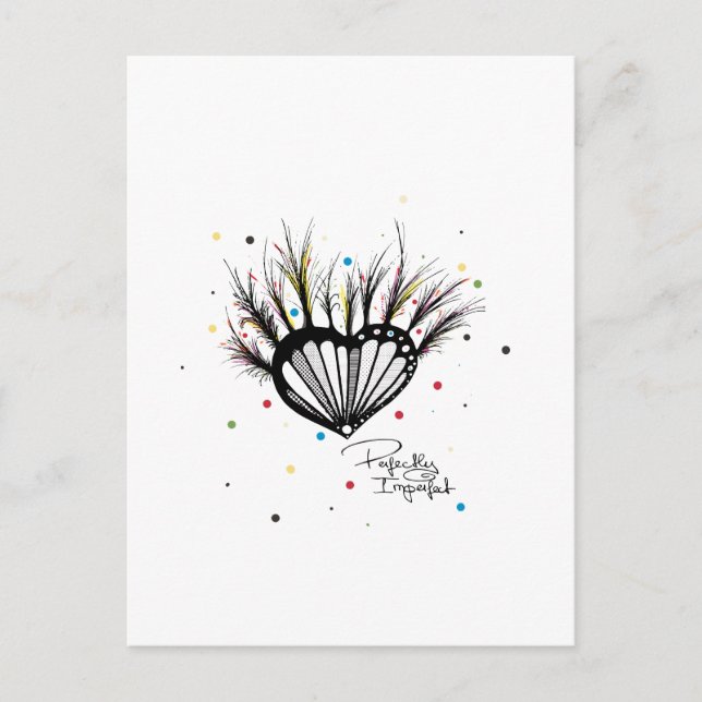 Cartão Postal Ilustração cardíaca do amor perfeito (Frente)