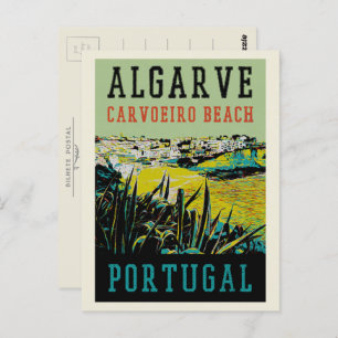 Cartão Postal Ilustração carvoeiro de praia no Algarve Portugal