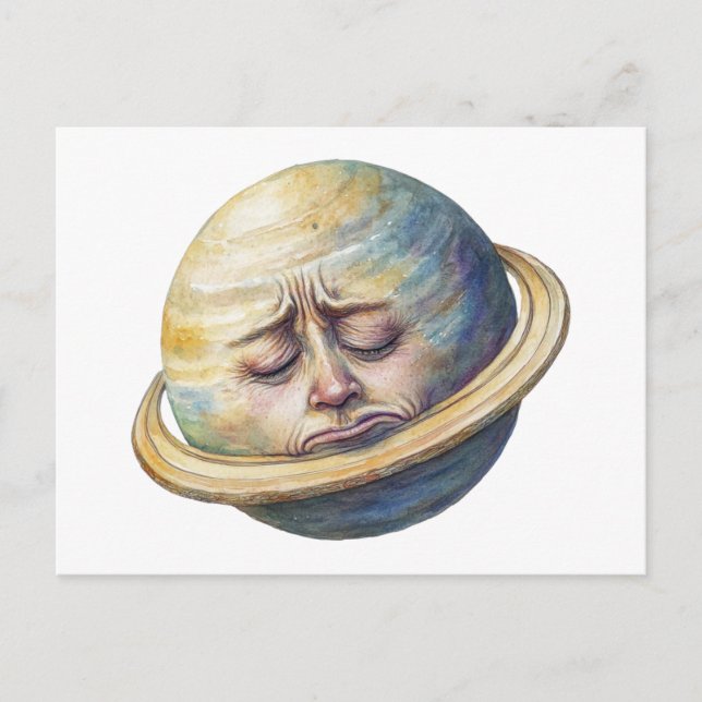 Cartão Postal Ilustração celeste de Watercolor Saturn (Frente)