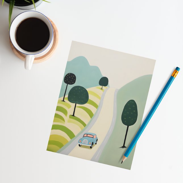 Cartão Postal Ilustração Cênica de Viagem Rodoviária (Criador carregado)