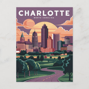 Cartão Postal Ilustração Charlotte North Carolina