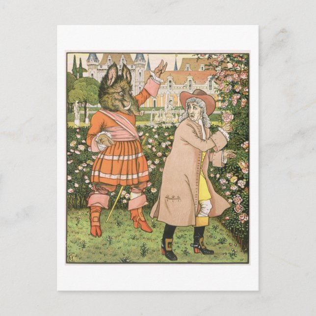 Cartão Postal Ilustração da Bela e da Besta, 1901 (colo (Frente)