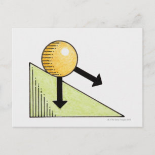 Cartão Postal Ilustração da bola movendo-se em uma inclinação, s