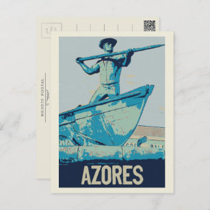 Cartão Postal Ilustração da caça à baleia dos Açores em Portugal