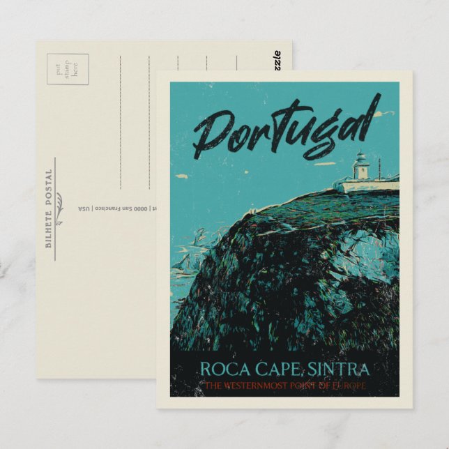 Cartão Postal Ilustração da capa Sintra Roca Portugal (Frente/Verso)