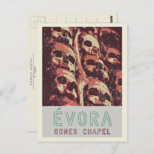 Cartão Postal Ilustração da Capela Evora Bones em Portugal