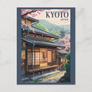 Cartão Postal Ilustração da Casa do Japão em Kyoto, Arte de Viag