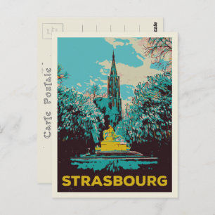 Cartão Postal Ilustração da Catedral de Estrasburgo França