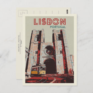 Cartão Postal Ilustração da Catedral de Lisboa em Portugal