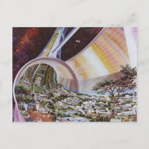 Cartão Postal Ilustração da Colônia Espacial Vintage