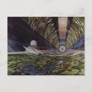 Cartão Postal Ilustração da Colônia Espacial Vintage