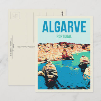 Cartão Postal Ilustração da costa de Cliff Algarve Portugal