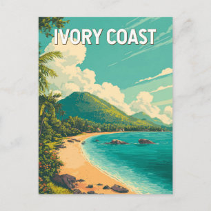 Cartão Postal Ilustração da Costa do Marfim Viagem Arte Vintage