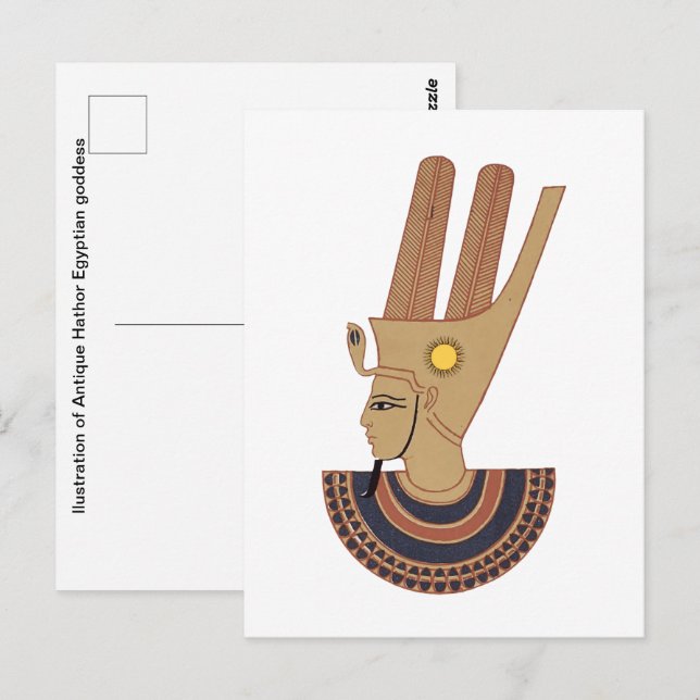 Cartão Postal Ilustração da Deusa Egípcia Antica do Hathor (Frente/Verso)