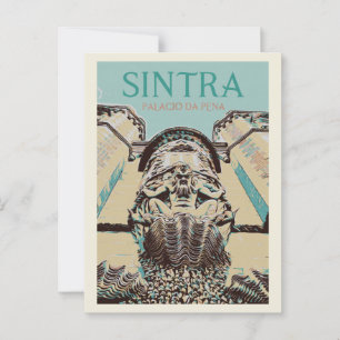 Cartão Postal Ilustração da entrada do palácio de Pena, Sintra P