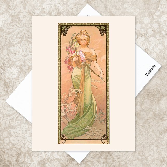 Cartão Postal Ilustração da estação de primavera Alphonse Mucha (Criador carregado)
