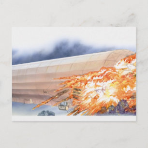 Cartão Postal Ilustração da explosão de Zeppelin em chamas