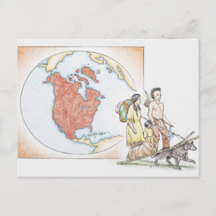 Cartão Postal Ilustração da família indiana americana em frente