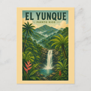Cartão Postal Ilustração da Floresta Nacional El Yunque em Porto